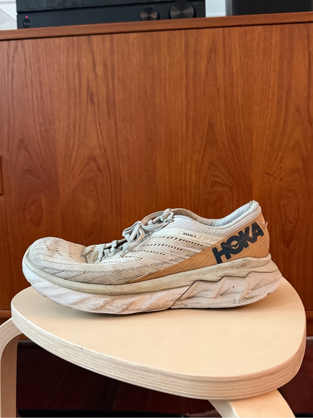 Hoka Pale Gray and Navy Women's Running Sneaker
